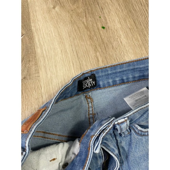 Simple Society Women's Distressed Ripped Jeans Light Wash High Rise Raw Hem 0/24 - Picture 5 of 10